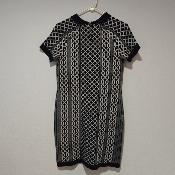 Tommy Hilfiger Wool Dress Size Small Geometric Navy Blue Collared - Picture 2 of 7